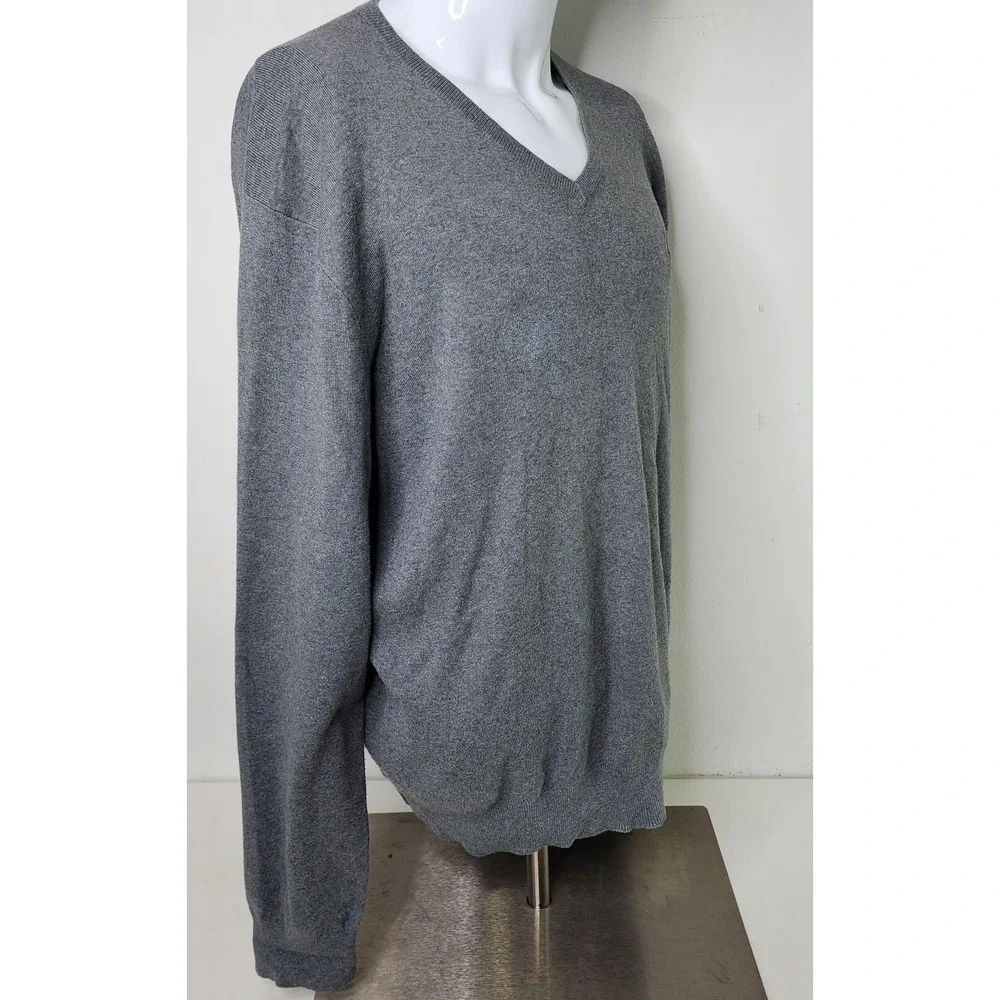 Polo Ralph Lauren Sweater Mens XL Gray‎ V-Neck Pullover Pima Cotton